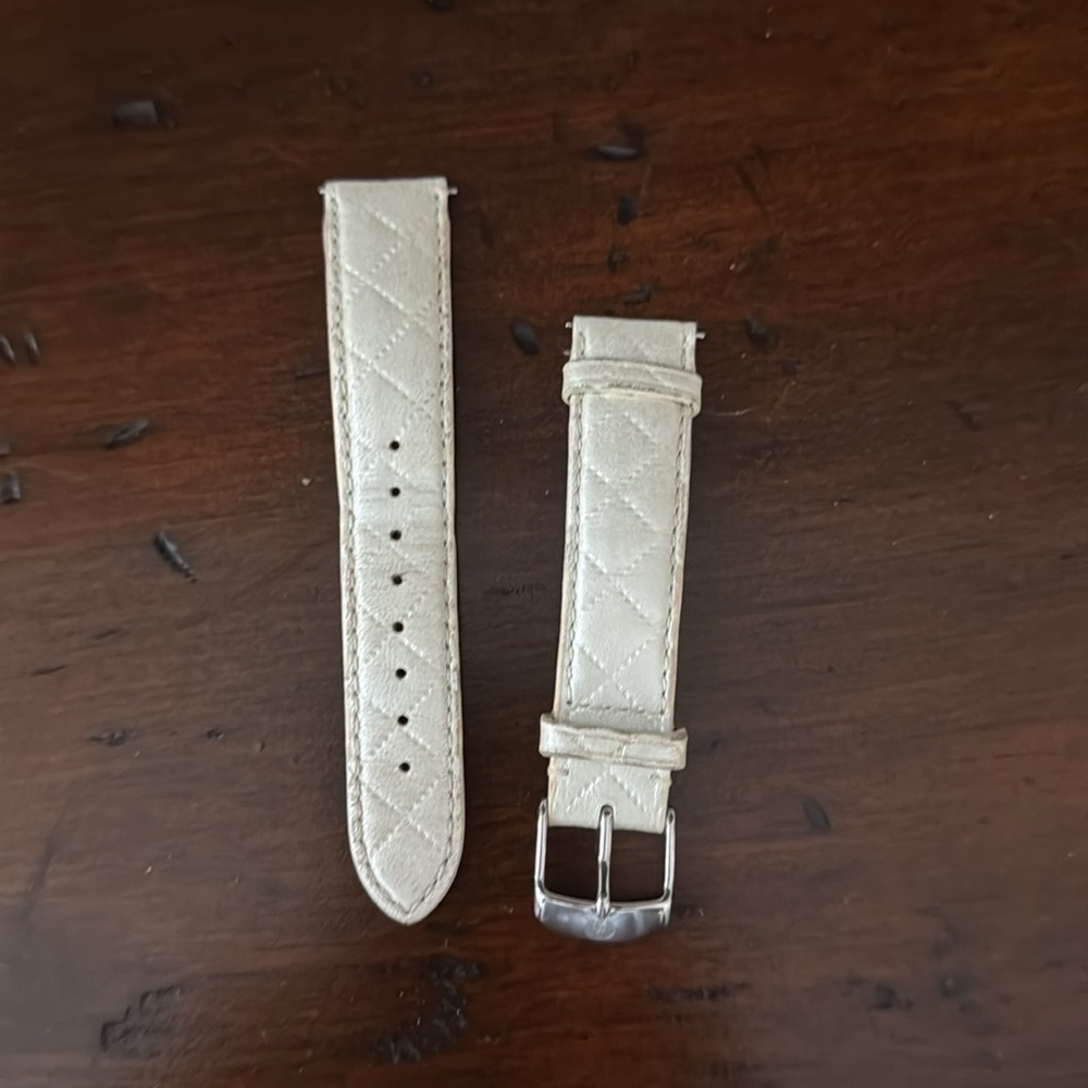 Michele Cream Quilted Leather Watch